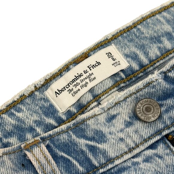 Vintage Abercrombie & Fitch Y2K Blue Denim Jeans Mens 28x31 High Rise Straight - Picture 2 of 8